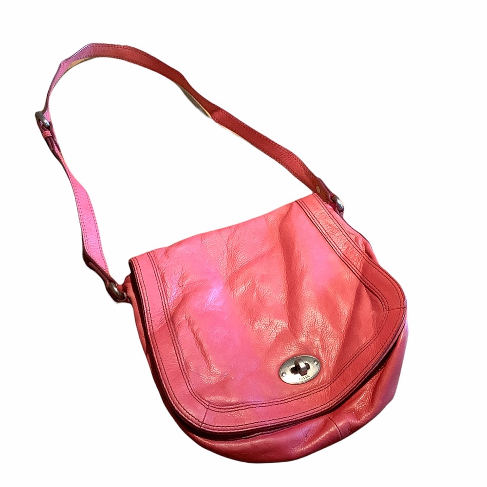 FOSSIL leather pink crossbody bag purse